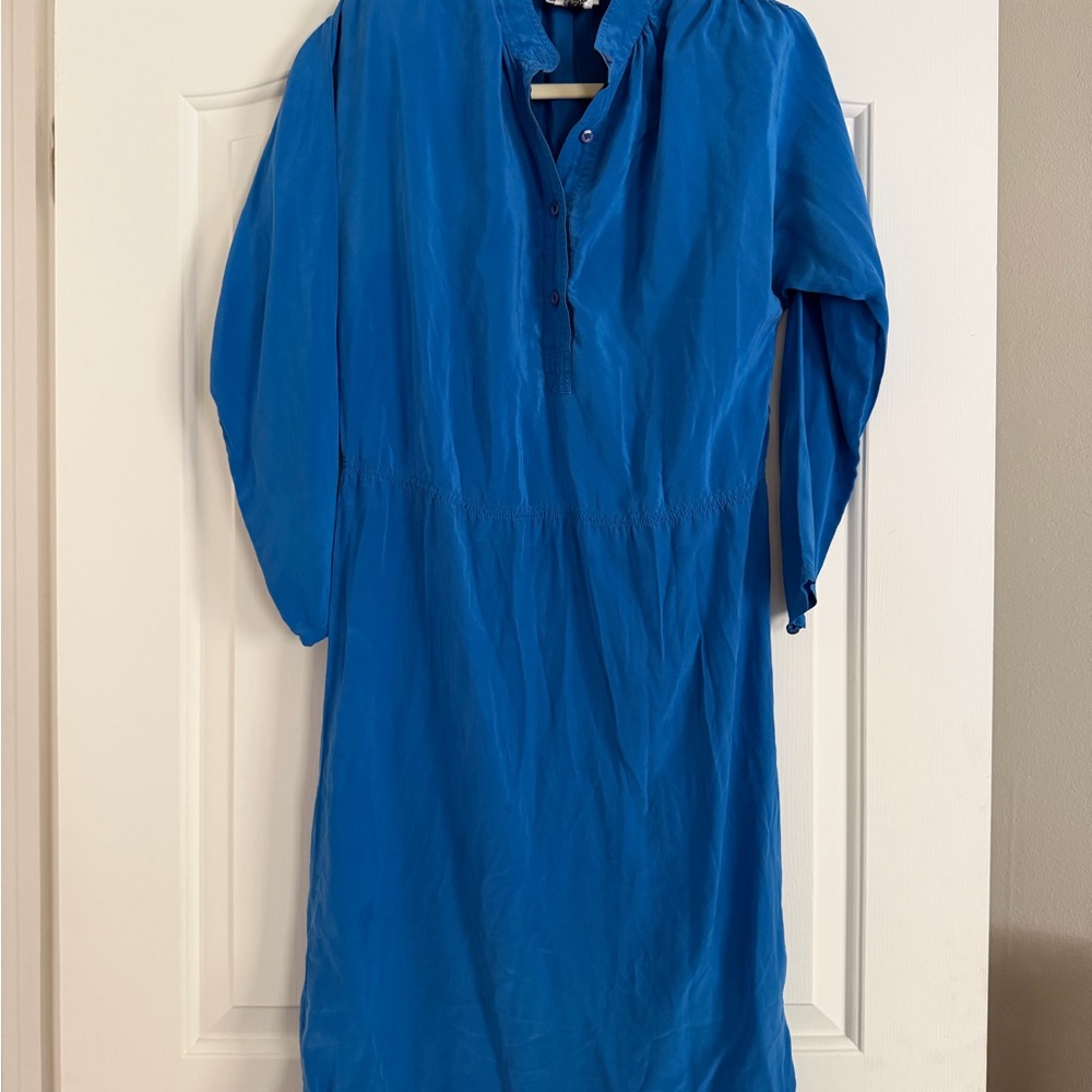 Vintage 100% silk Saks Fifth Avenue Dress made in Hong Kong — Cobalt Blue